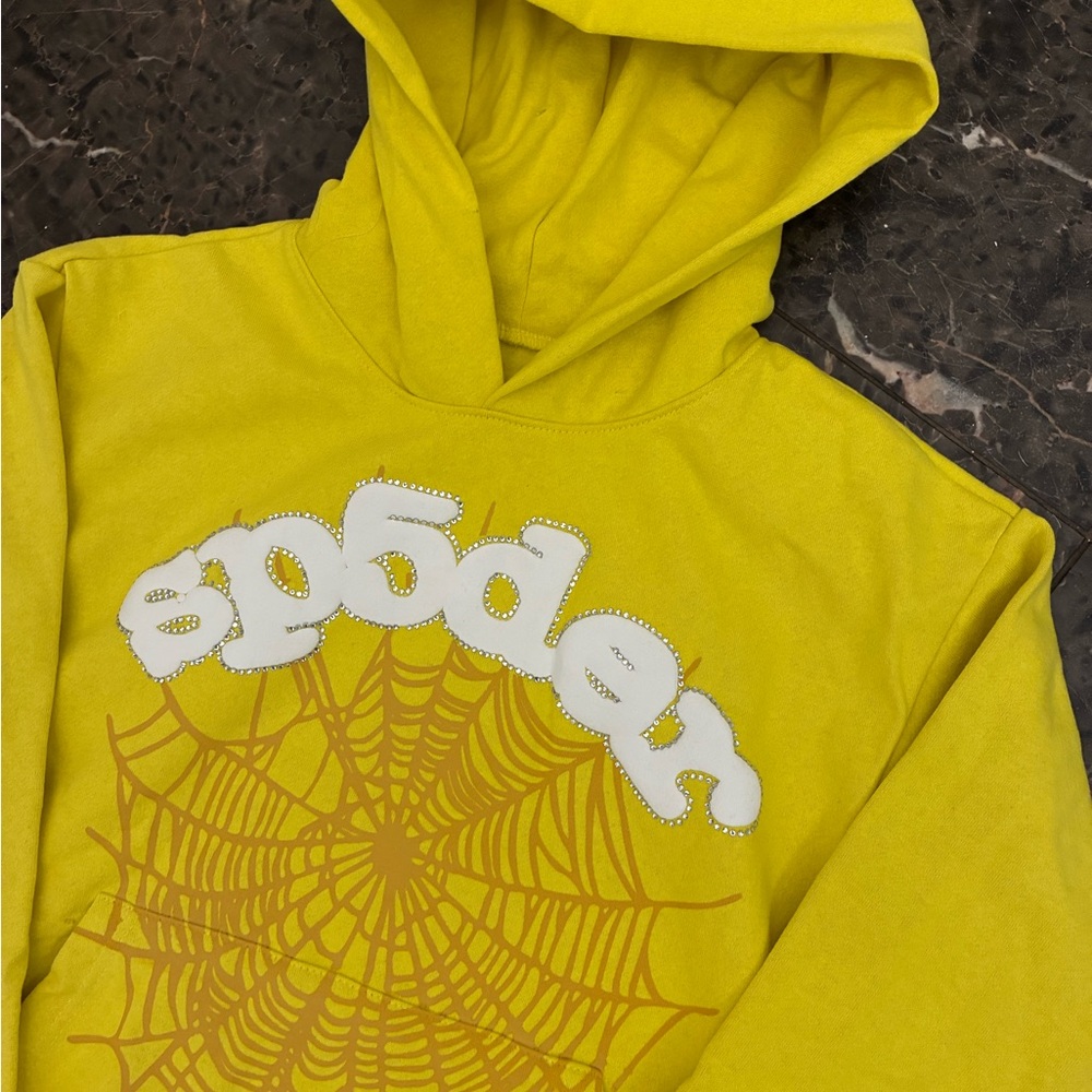 Yellow Sp5der Worlwide Websuit Hoodie